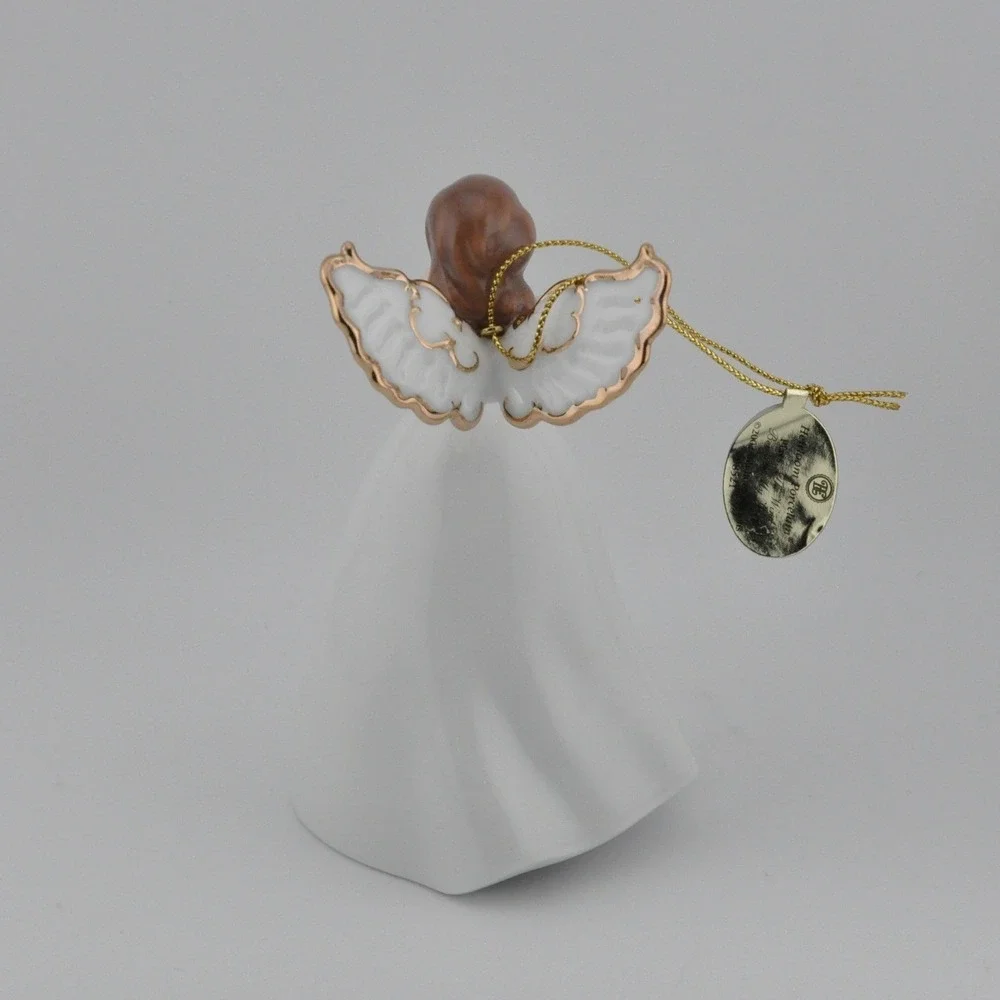 A Daughter's Blessing Angel Musical Ornament‎ OS White Excellent Gold Trim Heart